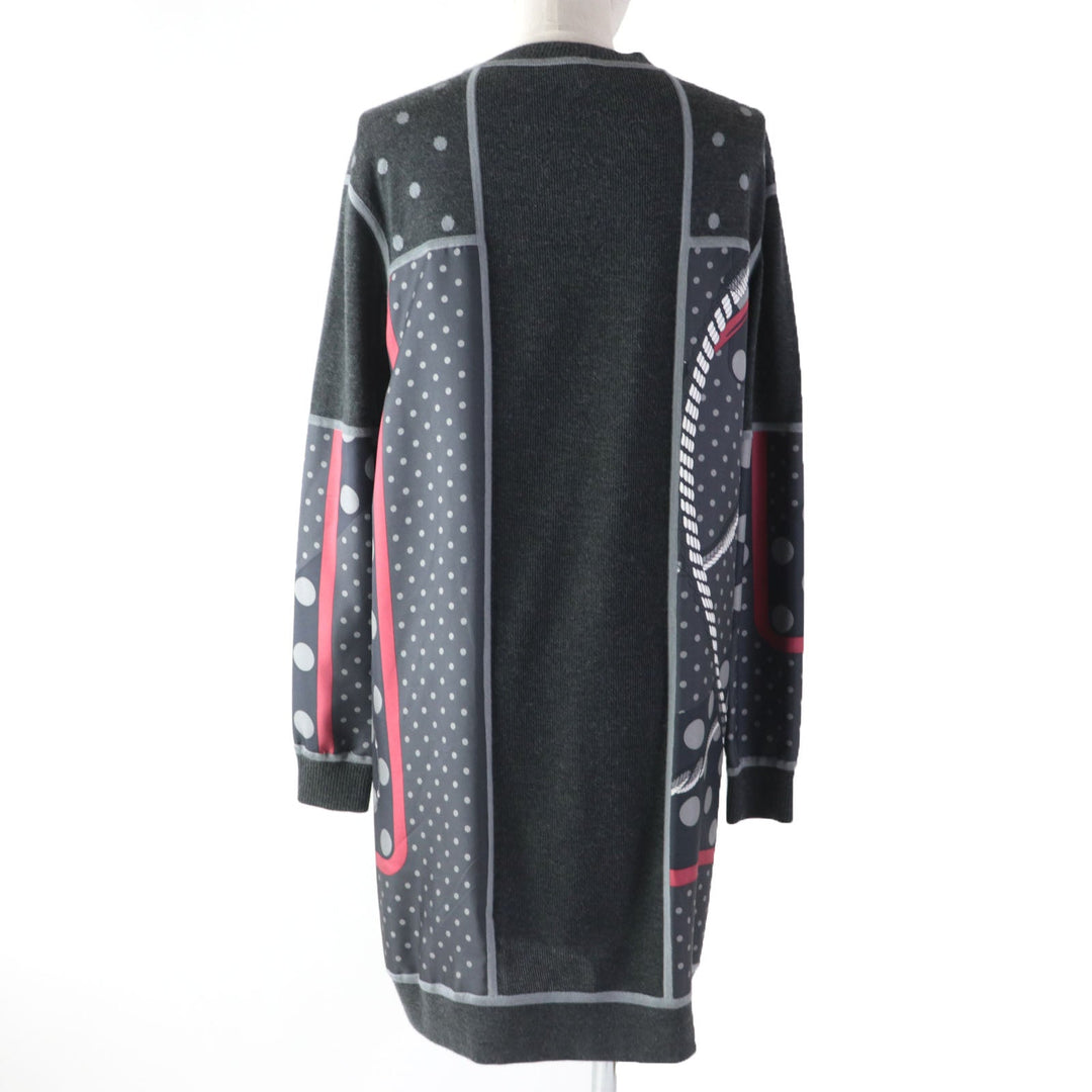 HERMES one piece Main: 100% silk, Main: 50% cashmere, Main: 50% silk, Part: 46% cashmere, Part: 46% silk, : 6% nylon, 2% polyurethane gray Clic Clac a Pois Women 34 Used Authentic