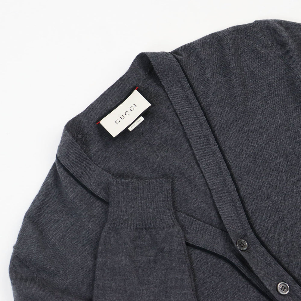 GUCCI cardigan 429901 Main: 100% wool gray mens XS Used Authentic