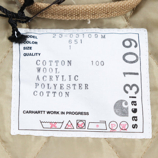 Sacai coat 23-03109 M Outer: 100% cotton, pile: 100% wool, ground: 55% acrylic, 45% polyester, padding: 100% polyester, lining: 100% polyester khaki Canvas Parka Siberian Canvas Hoodie Siberian Coat mens 1 Used Authentic