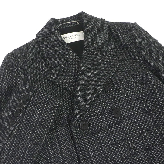 SAINT LAURENT PARIS Chester coat 574784 Outer: 93% wool, Outer: 6% polyamide (nylon), Outer: 1% mohair, Lining: 60% cupra, Lining: 40% cotton, Pocket lining: 100% cotton black mens 44 Used Authentic