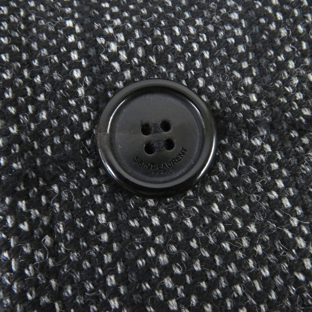 SAINT LAURENT PARIS Chester coat 574784 Outer: 93% wool, Outer: 6% polyamide (nylon), Outer: 1% mohair, Lining: 60% cupra, Lining: 40% cotton, Pocket lining: 100% cotton black mens 44 Used Authentic