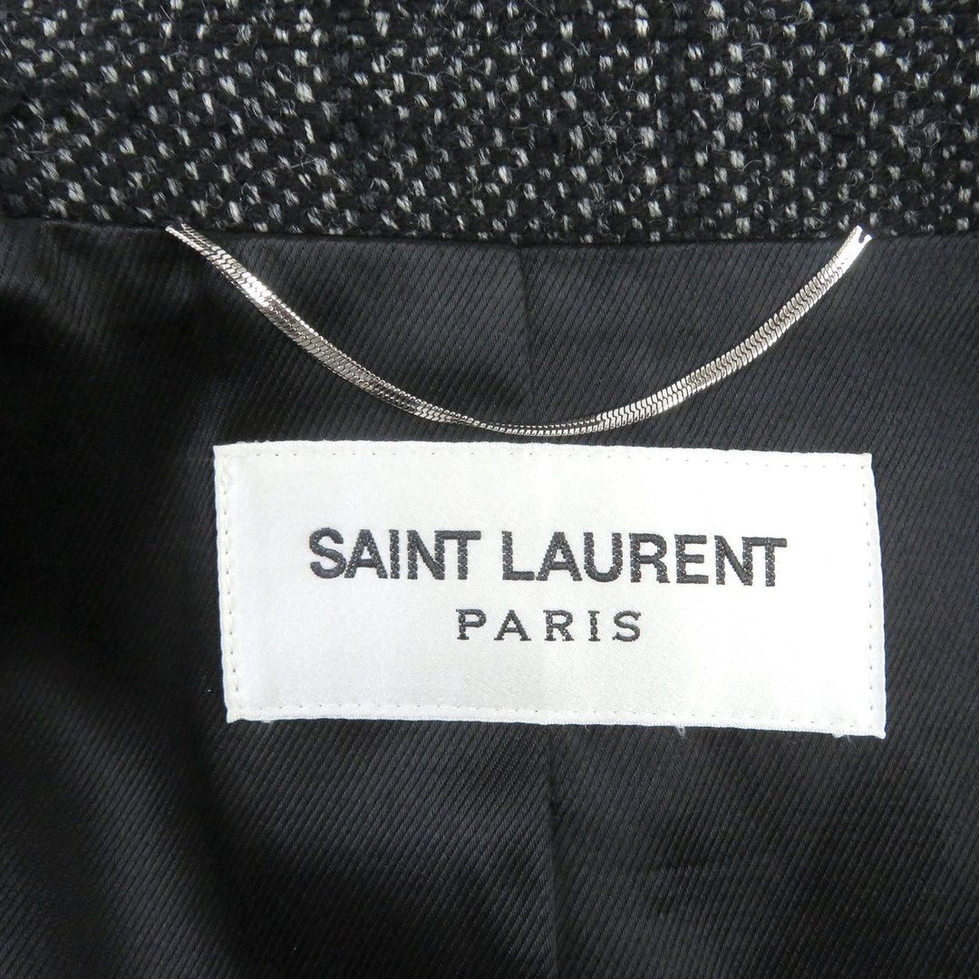SAINT LAURENT PARIS Chester coat 574784 Outer: 93% wool, Outer: 6% polyamide (nylon), Outer: 1% mohair, Lining: 60% cupra, Lining: 40% cotton, Pocket lining: 100% cotton black mens 44 Used Authentic