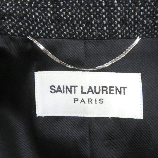 SAINT LAURENT PARIS Chester coat 574784 Outer: 93% wool, Outer: 6% polyamide (nylon), Outer: 1% mohair, Lining: 60% cupra, Lining: 40% cotton, Pocket lining: 100% cotton black mens 44 Used Authentic
