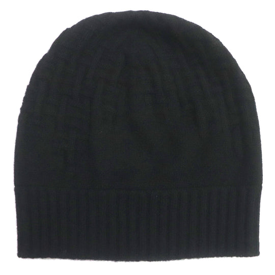 HERMES Knit cap Main: 100% cashmere black mens S Used Authentic