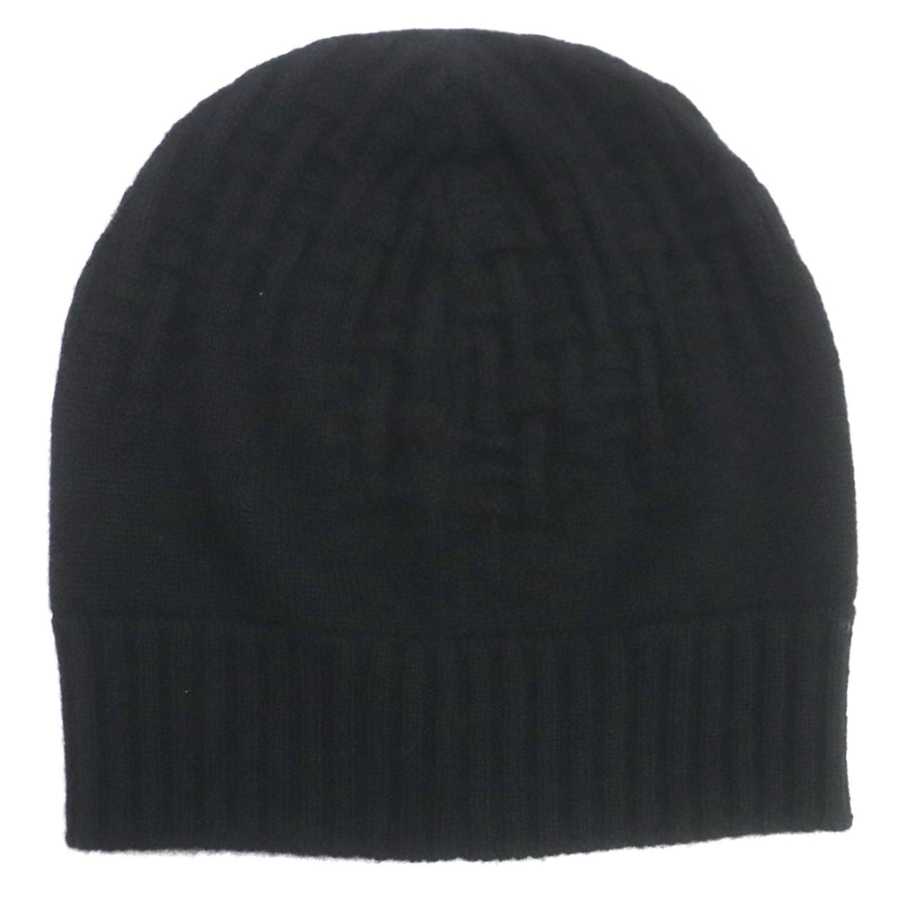 HERMES Knit cap Main: 100% cashmere black mens S Used Authentic