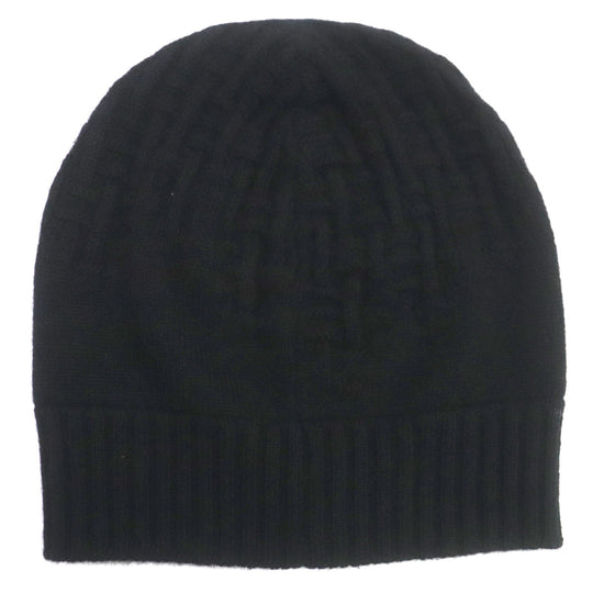 HERMES Knit cap Main: 100% cashmere black mens S Used Authentic