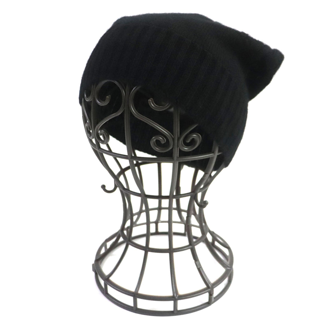HERMES Knit cap Main: 100% cashmere black mens S Used Authentic