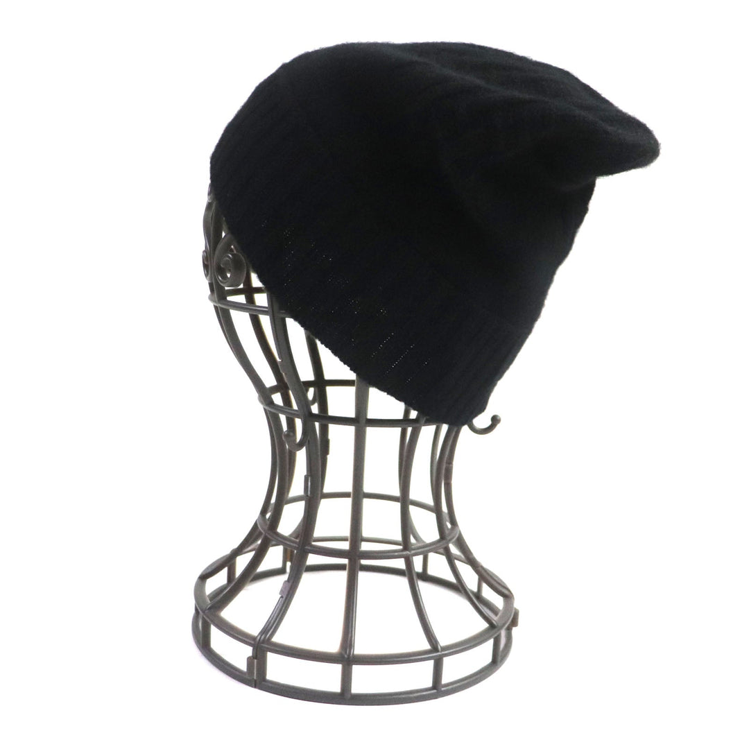 HERMES Knit cap Main: 100% cashmere black mens S Used Authentic