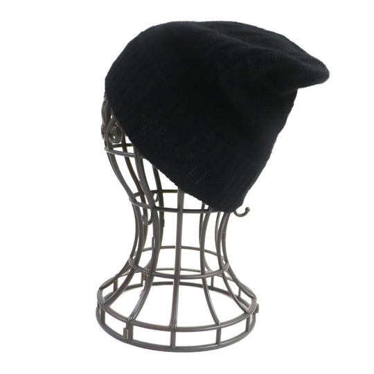 HERMES Knit cap Main: 100% cashmere black mens S Used Authentic
