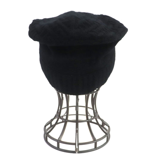 HERMES Knit cap Main: 100% cashmere black mens S Used Authentic
