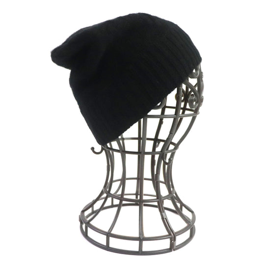 HERMES Knit cap Main: 100% cashmere black mens S Used Authentic