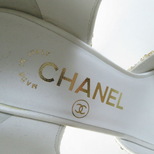 CHANEL Sandals 21A G37590 Material unknown gold open toe sequin sandals Angle Strap Women 35 C Used Authentic