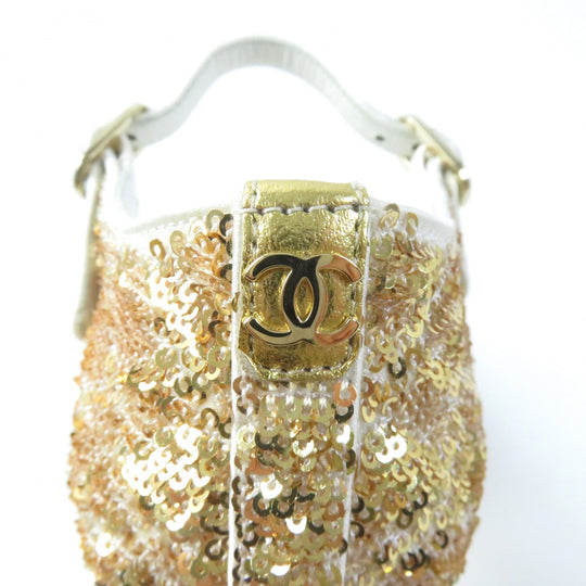 CHANEL Sandals 21A G37590 Material unknown gold open toe sequin sandals Angle Strap Women 35 C Used Authentic