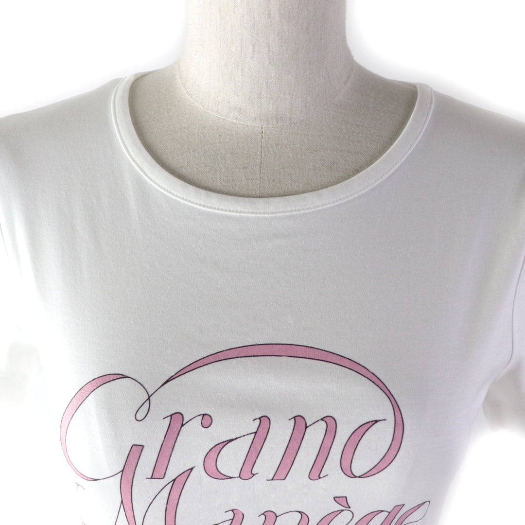 HERMES Short sleeve T-shirt Main: 100% cotton White pink GRAND MANAGE Women 34 Used Authentic