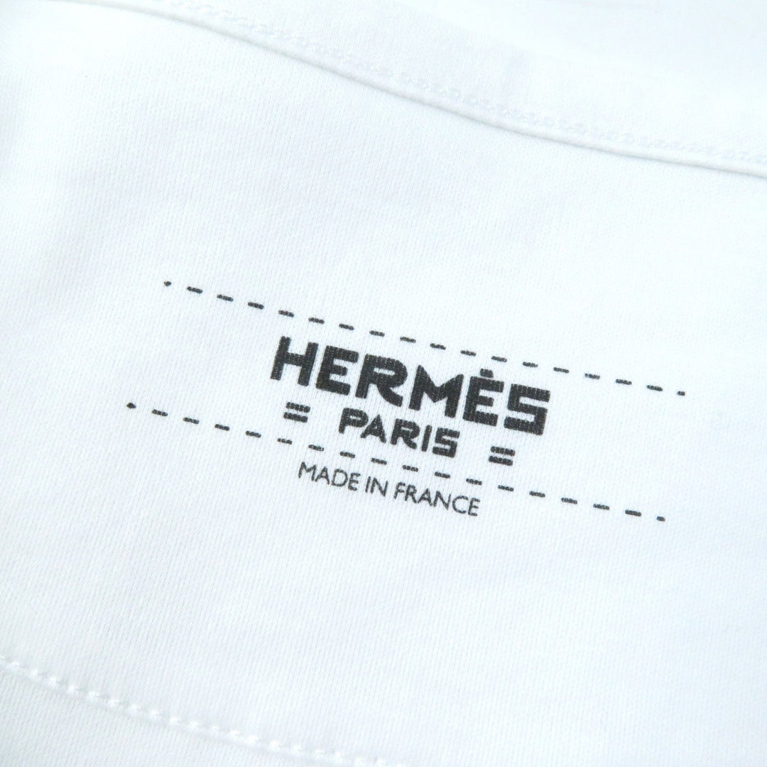 HERMES Short sleeve T-shirt Main: 100% cotton White pink GRAND MANAGE Women 34 Used Authentic