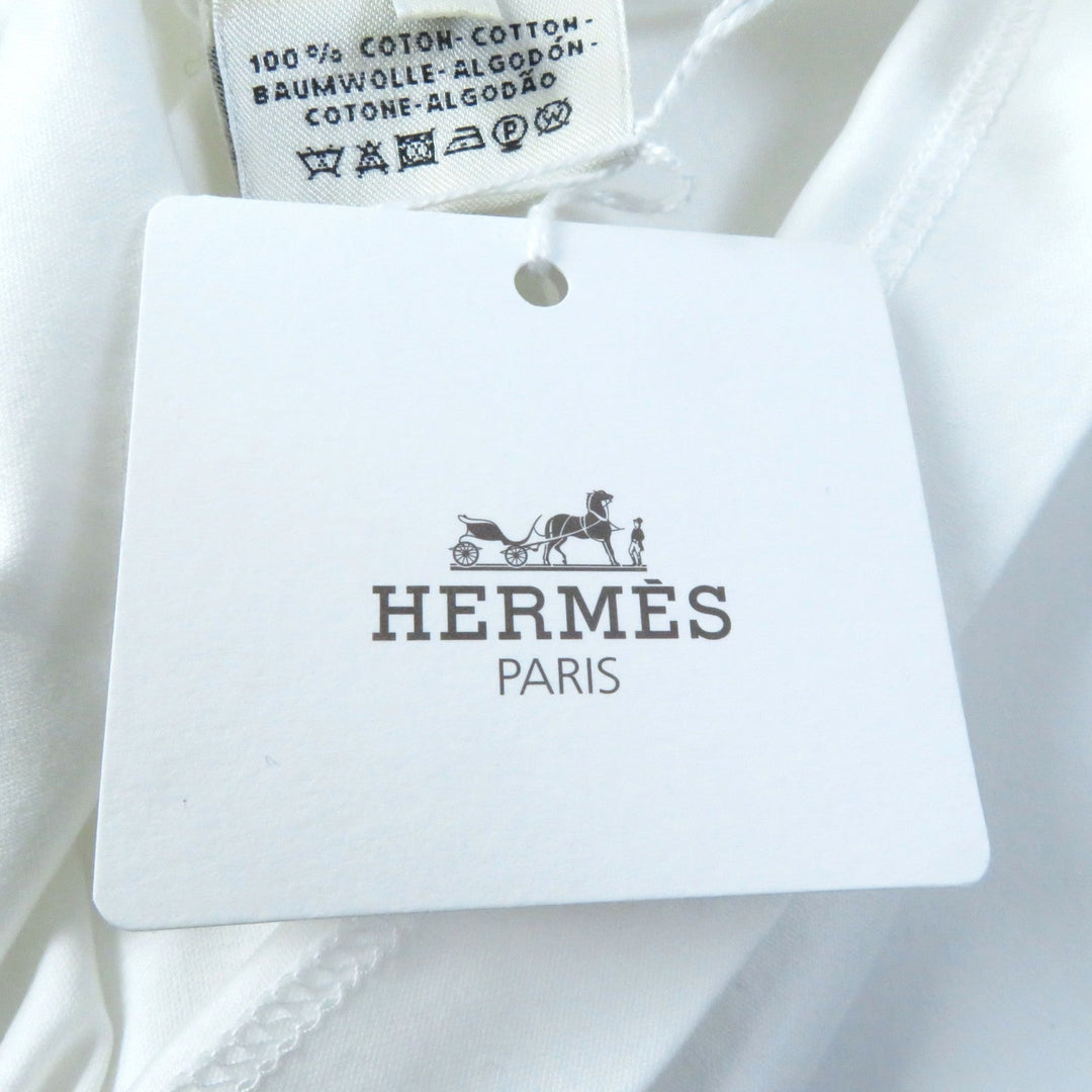 HERMES Short sleeve T-shirt Main: 100% cotton White pink GRAND MANAGE Women 34 Used Authentic