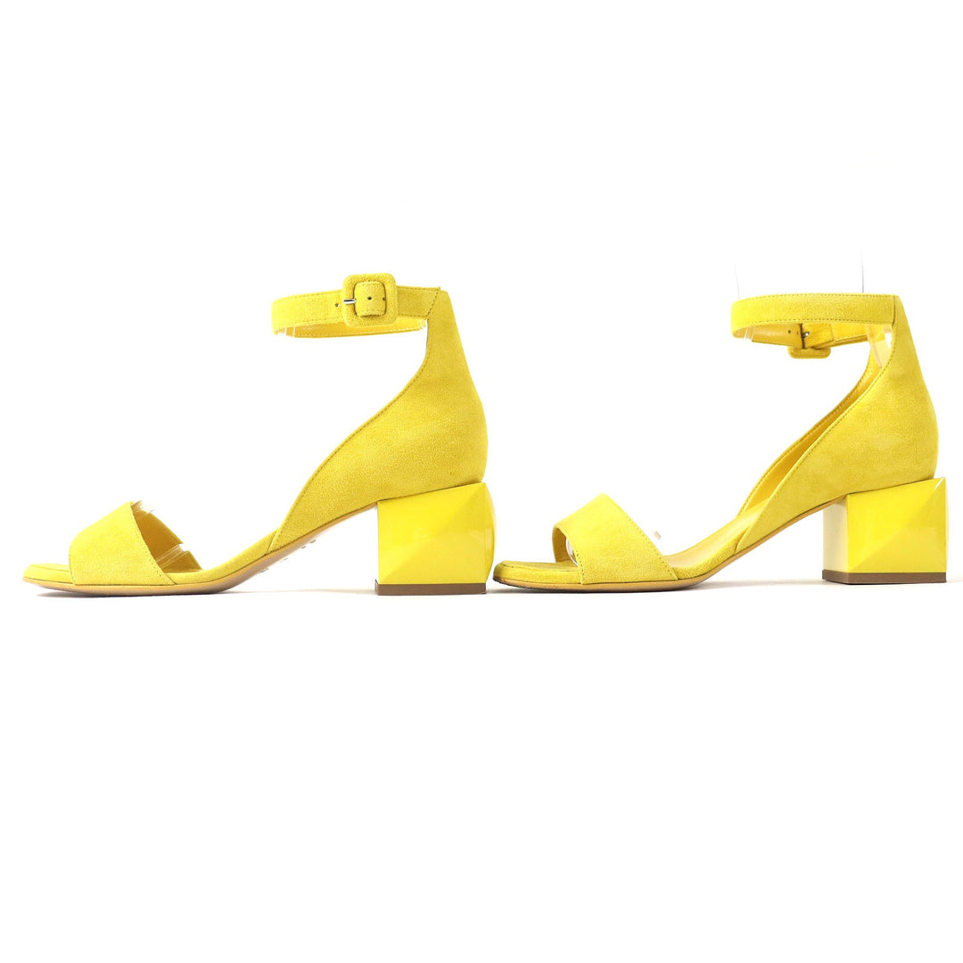 HERMES Sandals 211054Z Main: Suede leather yellow Choc Women 36 Used Authentic