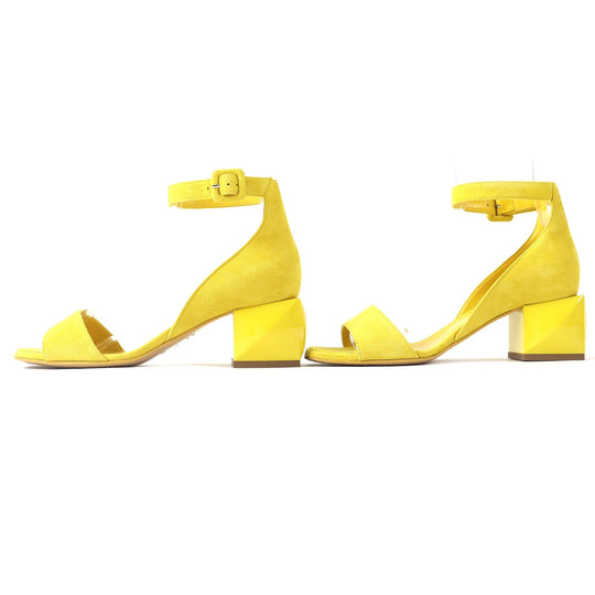 HERMES Sandals 211054Z Main: Suede leather yellow Choc Women 36 Used Authentic
