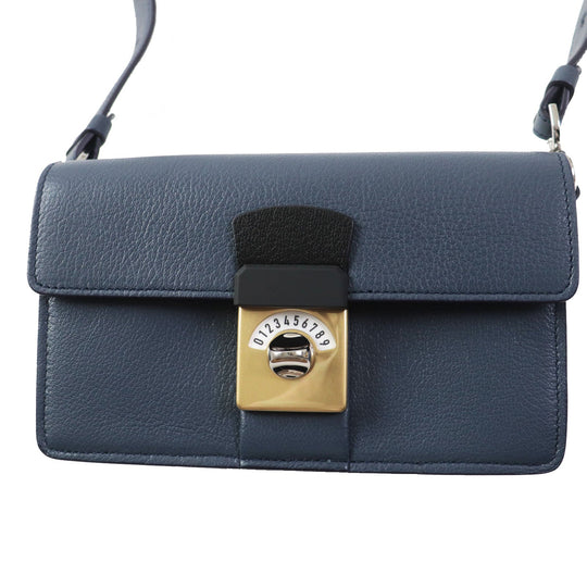 Maison Margiela Shoulder Bag SB1WD0002 Main: Leather Navy white NEW LOCK New Lock Horizontal Women Used Authentic