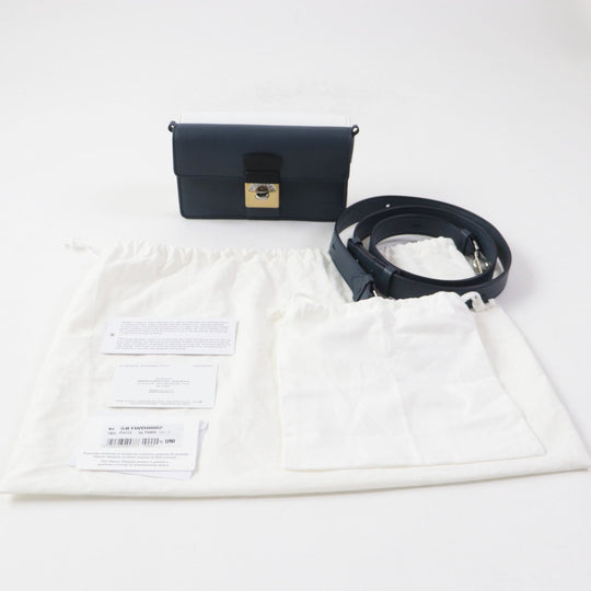Maison Margiela Shoulder Bag SB1WD0002 Main: Leather Navy white NEW LOCK New Lock Horizontal Women Used Authentic
