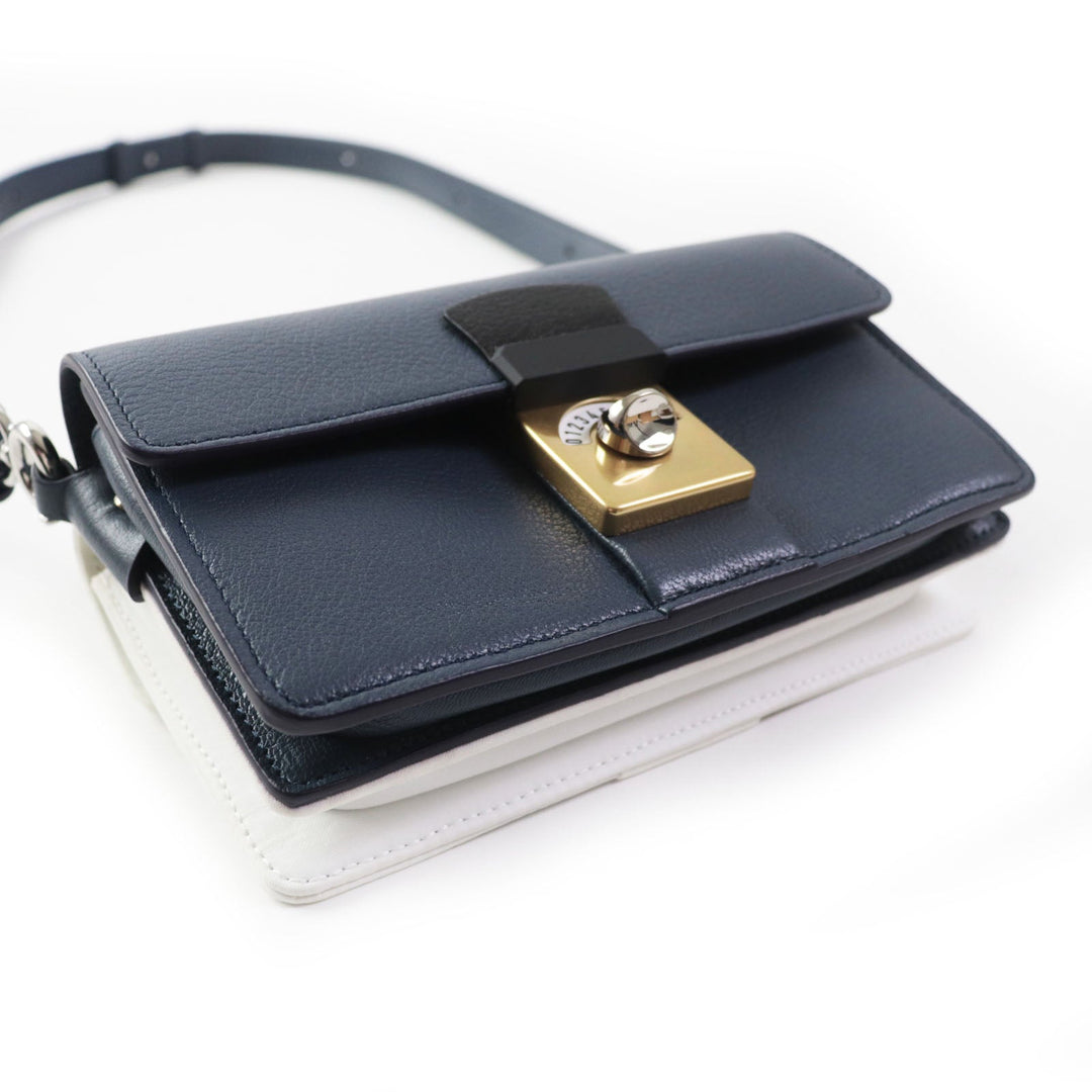 Maison Margiela Shoulder Bag SB1WD0002 Main: Leather Navy white NEW LOCK New Lock Horizontal Women Used Authentic