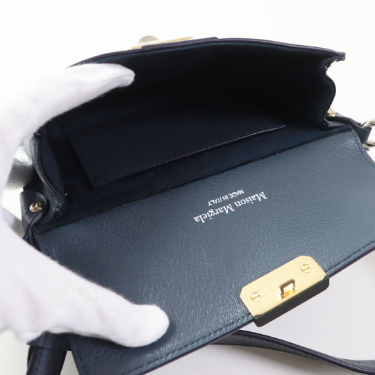 Maison Margiela Shoulder Bag SB1WD0002 Main: Leather Navy white NEW LOCK New Lock Horizontal Women Used Authentic