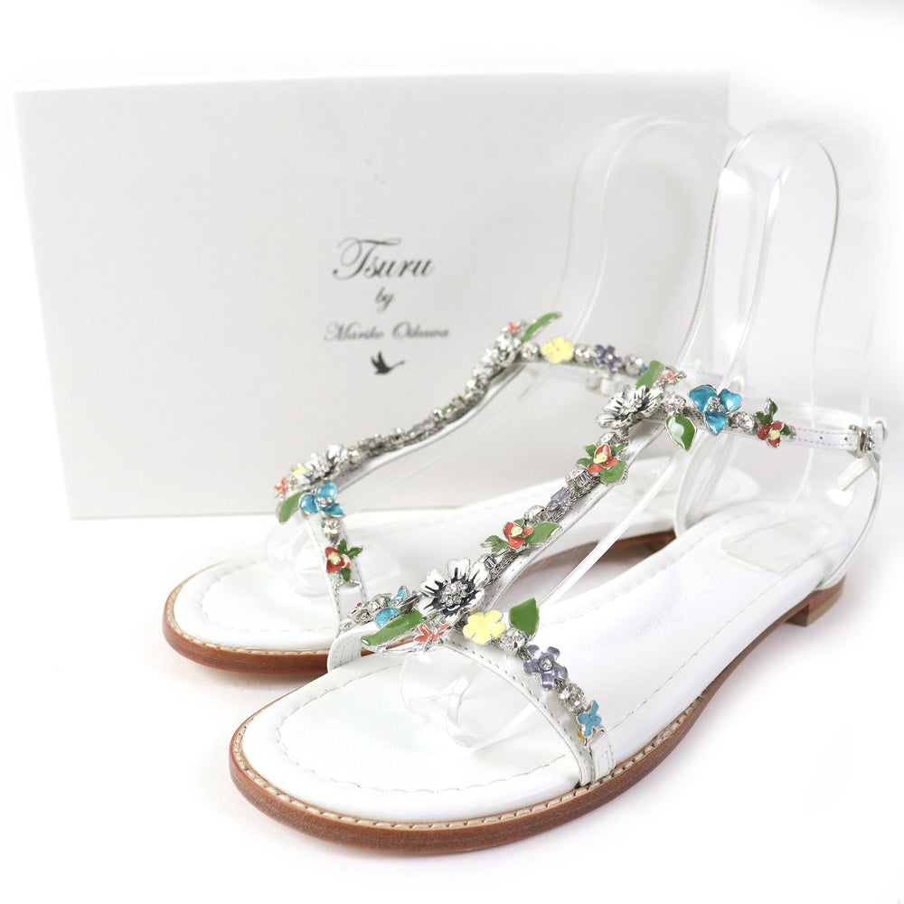 Tsuru by Mariko Oikawa Sandals Main: Leather White multicolor Minty Women 37 Used Authentic