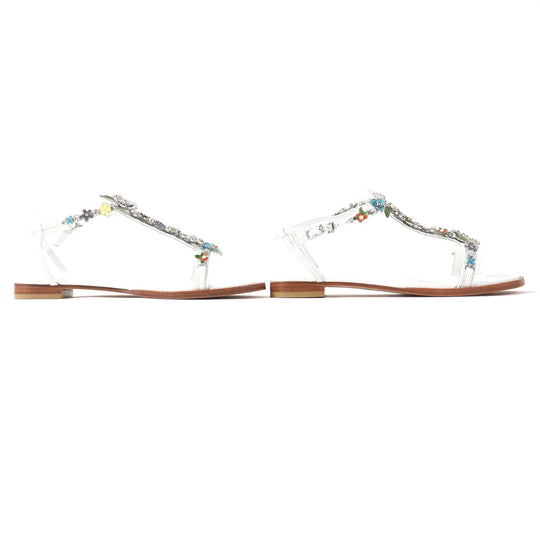Tsuru by Mariko Oikawa Sandals Main: Leather White multicolor Minty Women 37 Used Authentic