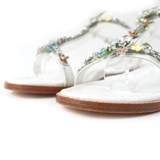 Tsuru by Mariko Oikawa Sandals Main: Leather White multicolor Minty Women 37 Used Authentic