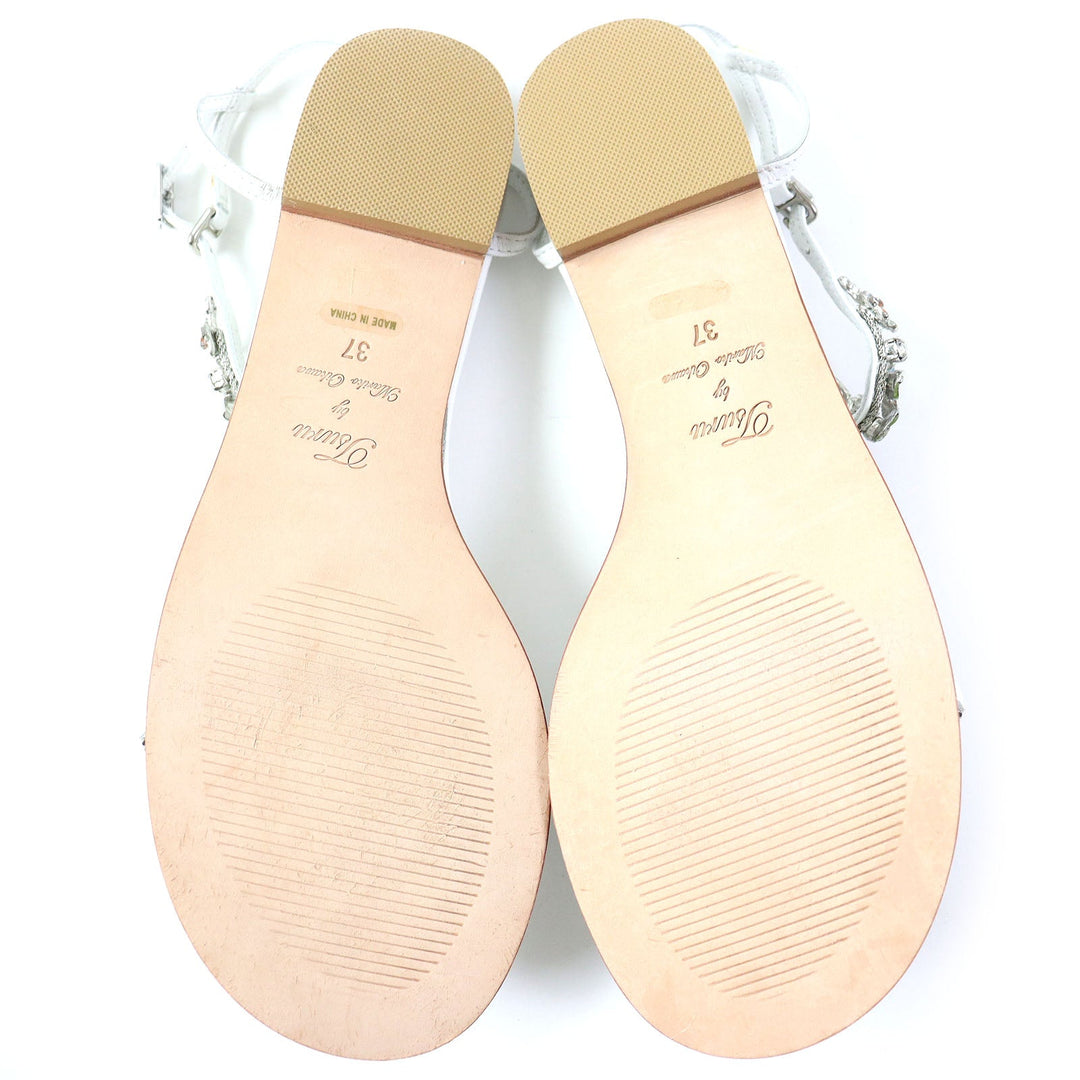 Tsuru by Mariko Oikawa Sandals Main: Leather White multicolor Minty Women 37 Used Authentic