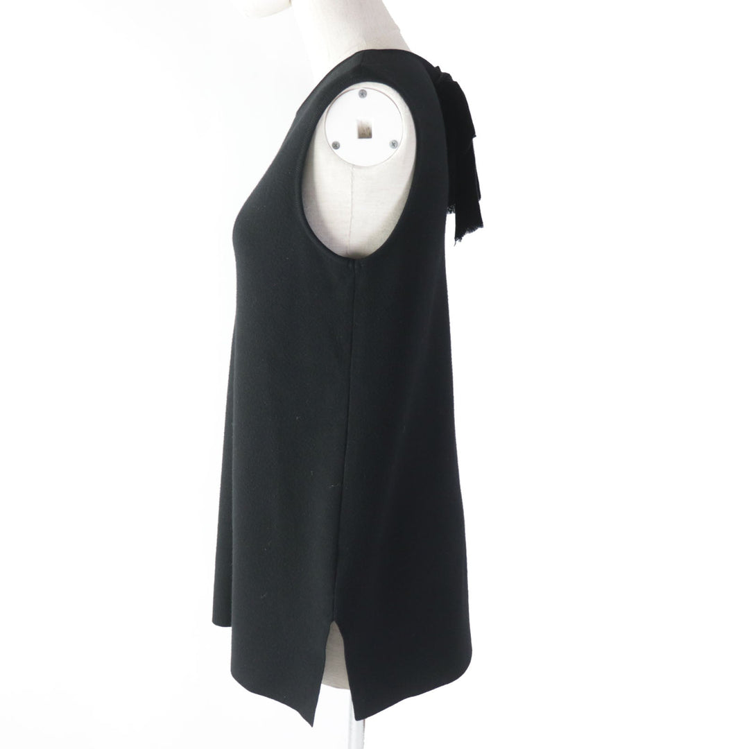 FOXEY one piece 36754 Outer material: 67% rayon, Outer material: 33% polyester black Two-frill ruffle hem dress Women 40 Used Authentic