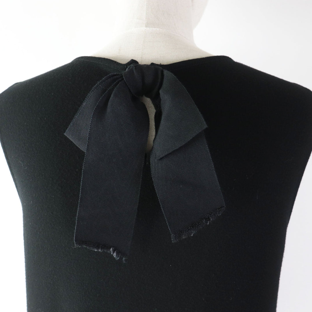 FOXEY one piece 36754 Outer material: 67% rayon, Outer material: 33% polyester black Two-frill ruffle hem dress Women 40 Used Authentic