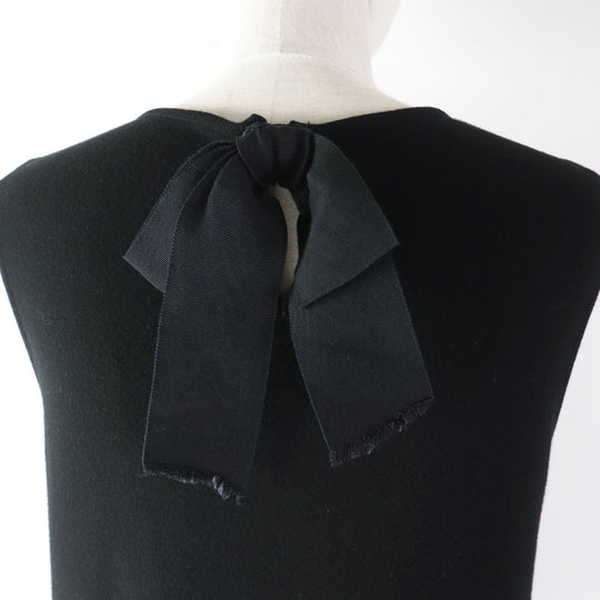 FOXEY one piece 36754 Outer material: 67% rayon, Outer material: 33% polyester black Two-frill ruffle hem dress Women 40 Used Authentic