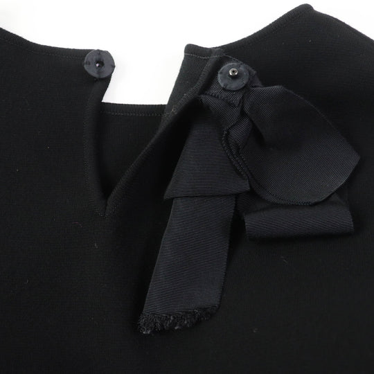 FOXEY one piece 36754 Outer material: 67% rayon, Outer material: 33% polyester black Two-frill ruffle hem dress Women 40 Used Authentic