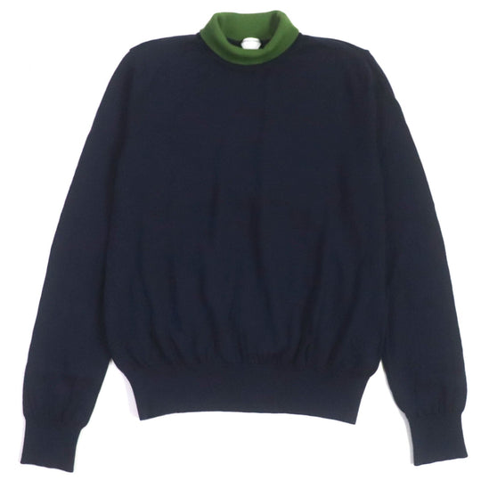 BOTTEGAVENETA knit 725774 Main: 100% wool Navy green mens L Used Authentic