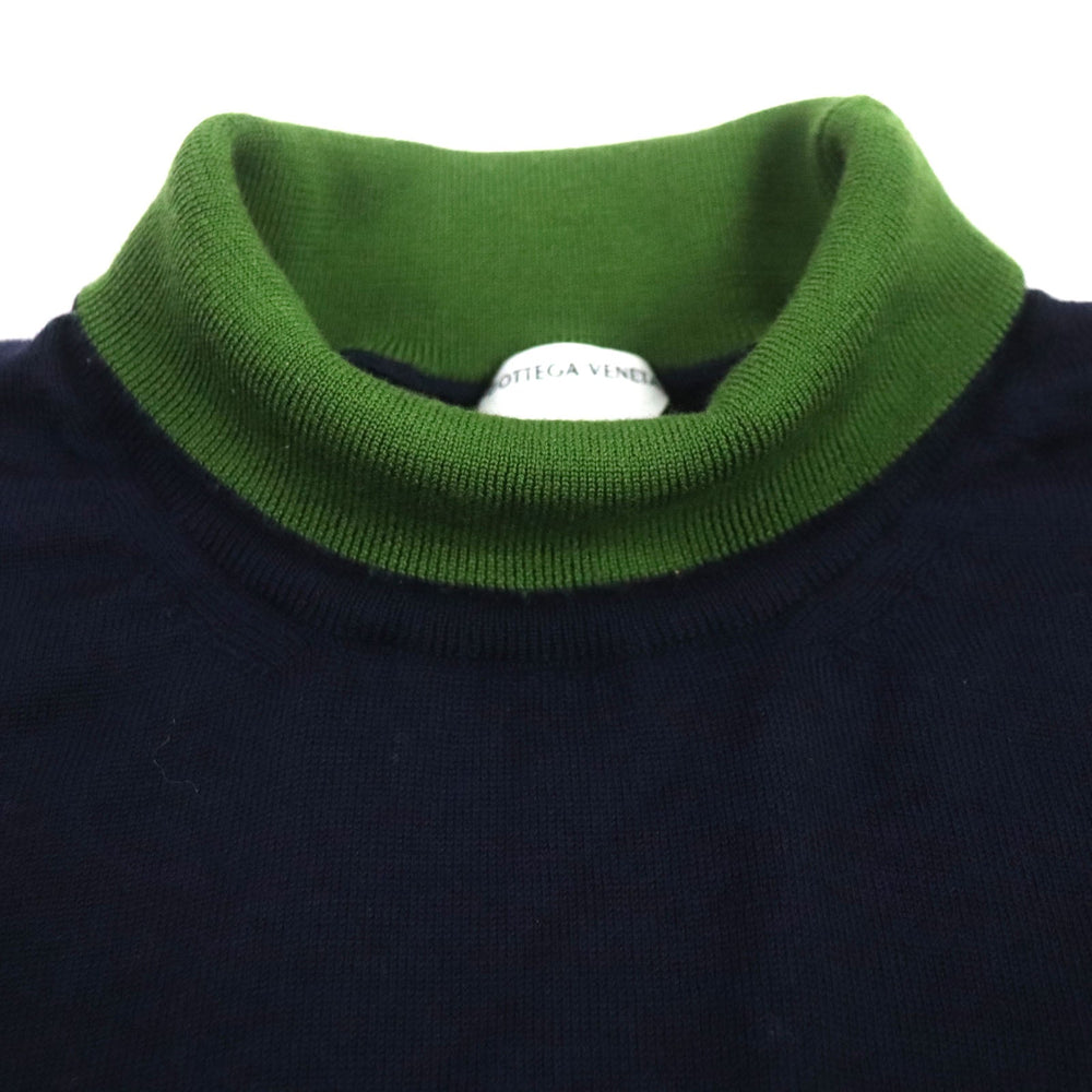 BOTTEGAVENETA knit 725774 Main: 100% wool Navy green mens L Used Authentic