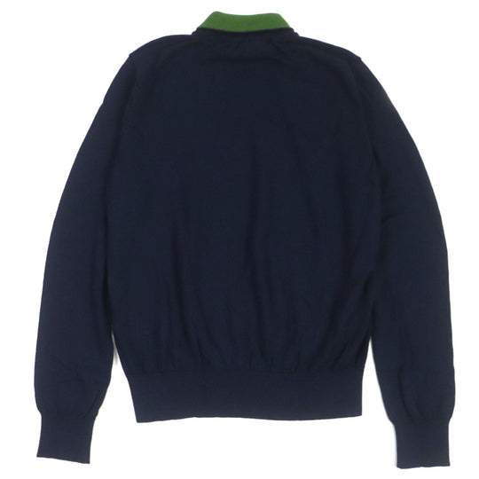 BOTTEGAVENETA knit 725774 Main: 100% wool Navy green mens L Used Authentic