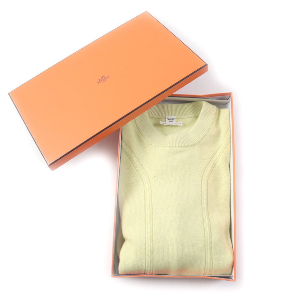 HERMES knit Main: 100% cashmere yellow Women 34 Used Authentic