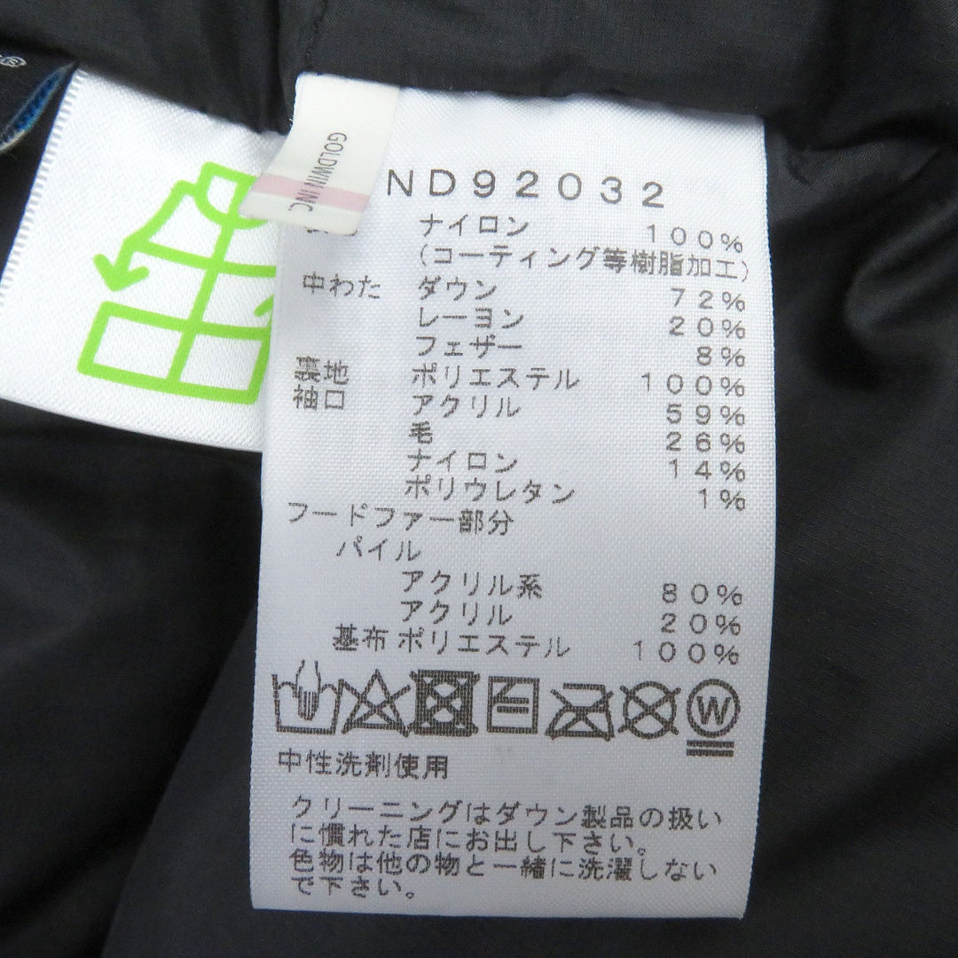 THE NORTH FACE Down jacket ND92032 Outer: 100% nylon, Lining: 100% polyester, Cuffs: 59% acrylic, 26% wool, 14% nylon, 1% polyurethane, Hood fur part/pile: 80% acrylic, 20% acrylic, Base fabric: 100% polyester black Antarctica Parka mens S Used Authentic