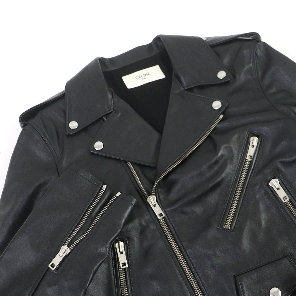 CELINE Riders jacket 2E158599E Outer: Leather, Lining: Cupra 68%, Lining: Cotton 32% black mens 50 Used Authentic