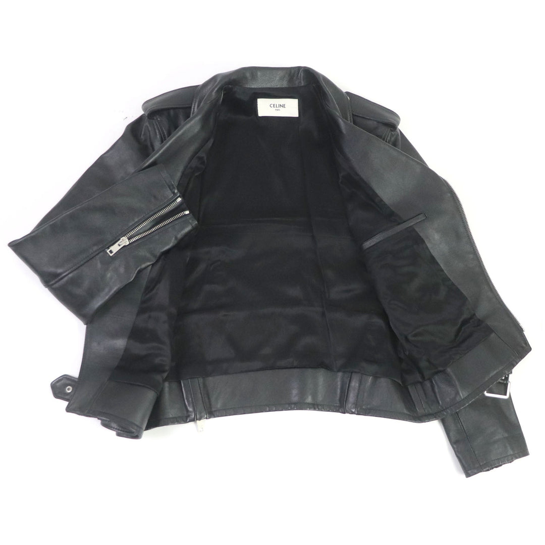 CELINE Riders jacket 2E158599E Outer: Leather, Lining: Cupra 68%, Lining: Cotton 32% black mens 50 Used Authentic