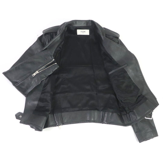 CELINE Riders jacket 2E158599E Outer: Leather, Lining: Cupra 68%, Lining: Cotton 32% black mens 50 Used Authentic