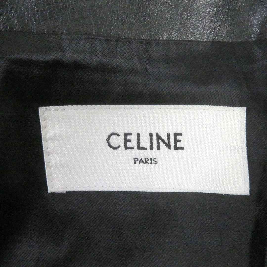 CELINE Riders jacket 2E158599E Outer: Leather, Lining: Cupra 68%, Lining: Cotton 32% black mens 50 Used Authentic