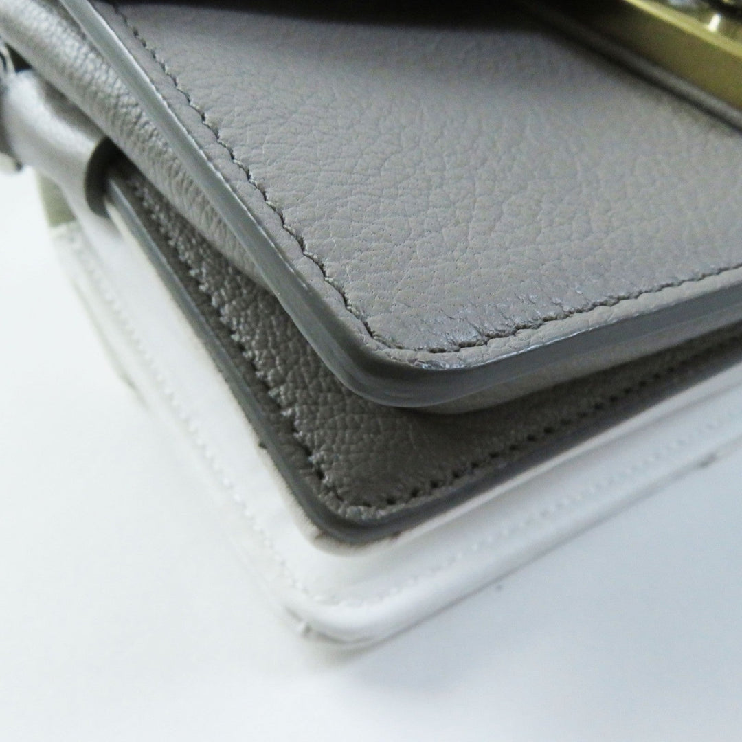 Maison Margiela Shoulder Bag SB1WD0002 Main: Leather Gray white NEW LOCK New Lock Horizontal Women Used Authentic