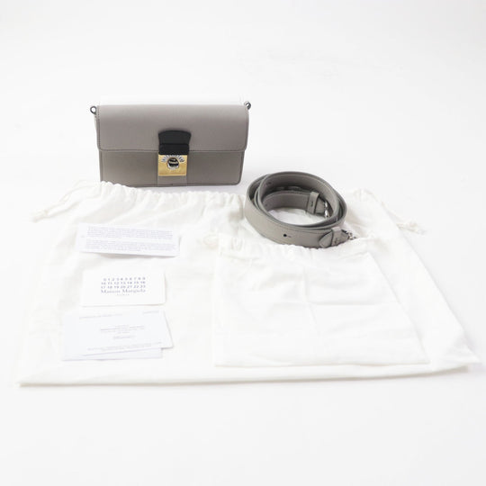 Maison Margiela Shoulder Bag SB1WD0002 Main: Leather Gray white NEW LOCK New Lock Horizontal Women Used Authentic