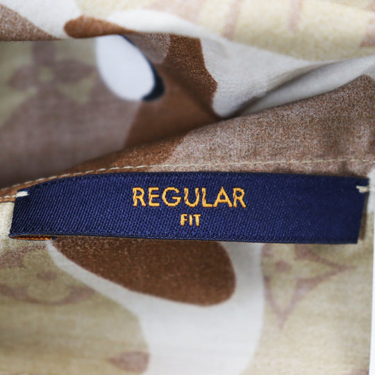 LOUIS VUITTON Long sleeve shirt HIS07W Main: 100% cotton Brown type Camouflage Pattern mens M Used Authentic