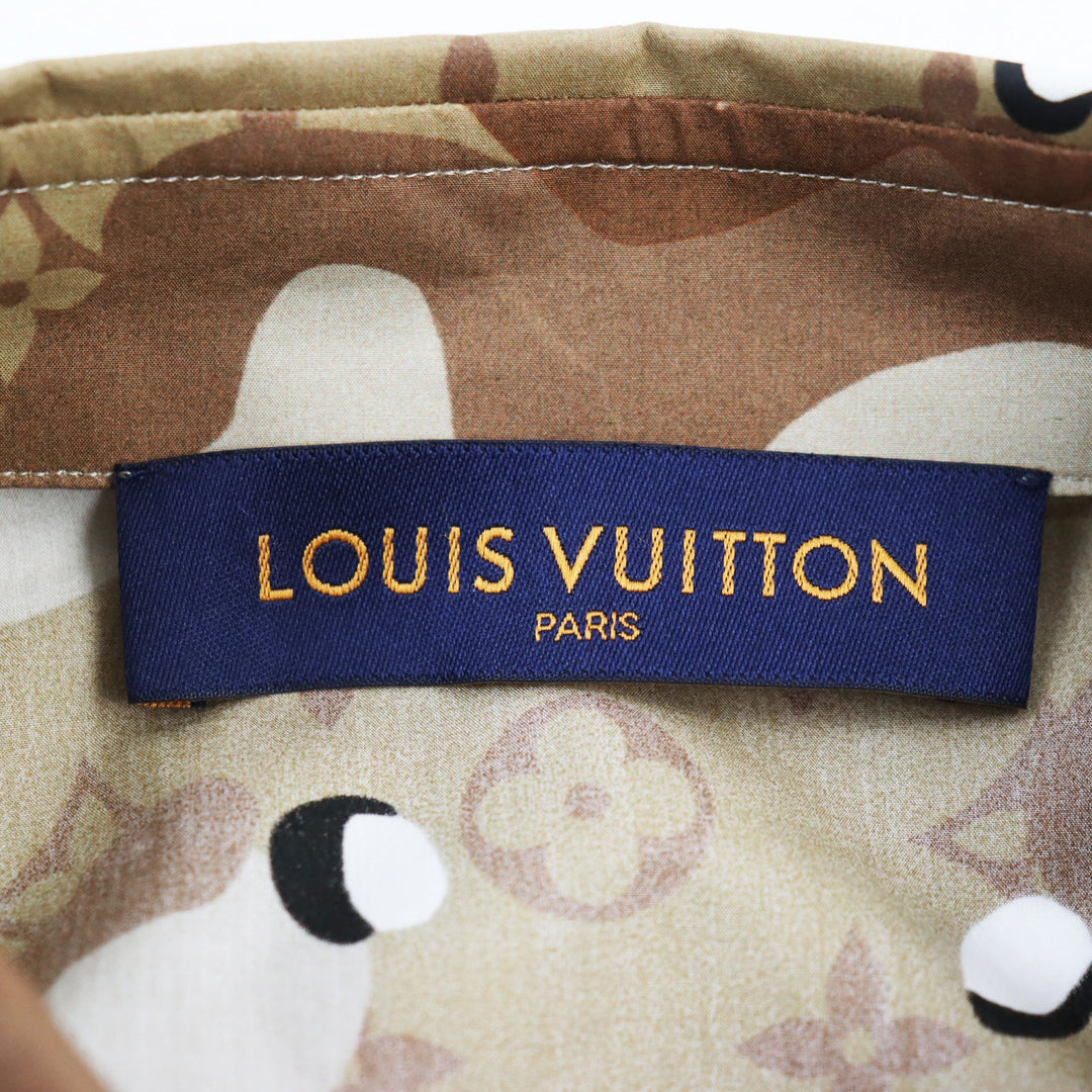 LOUIS VUITTON Long sleeve shirt HIS07W Main: 100% cotton Brown type Camouflage Pattern mens M Used Authentic