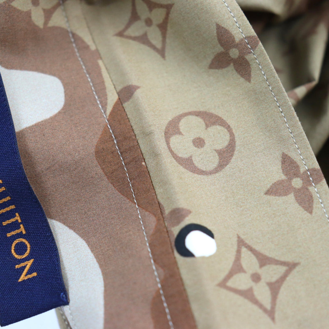 LOUIS VUITTON Long sleeve shirt HIS07W Main: 100% cotton Brown type Camouflage Pattern mens M Used Authentic