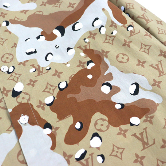 LOUIS VUITTON Long sleeve shirt HIS07W Main: 100% cotton Brown type Camouflage Pattern mens M Used Authentic