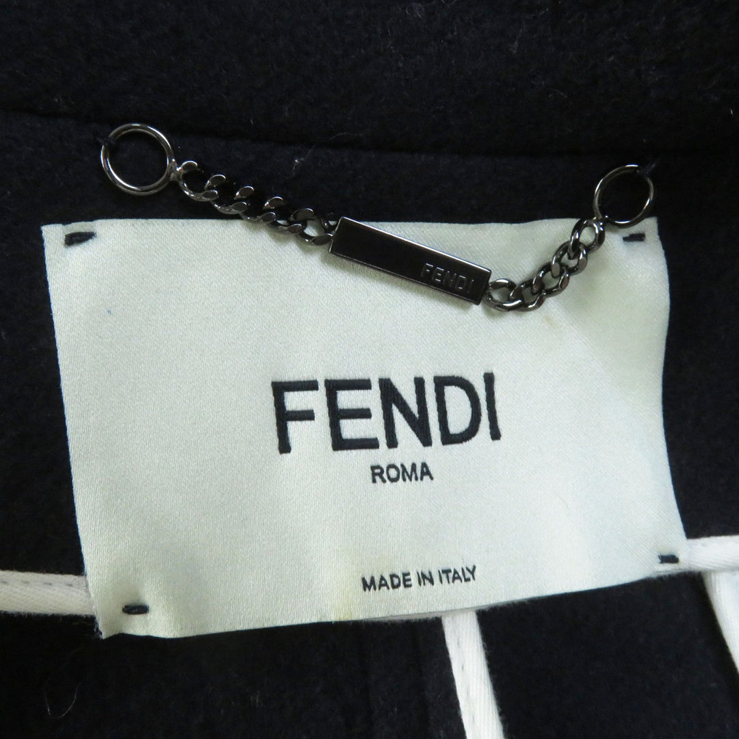FENDI coat Outer: 90% wool, Outer: 10% cashmere, Lining: 100% cotton Dark navy Women 40 Used Authentic